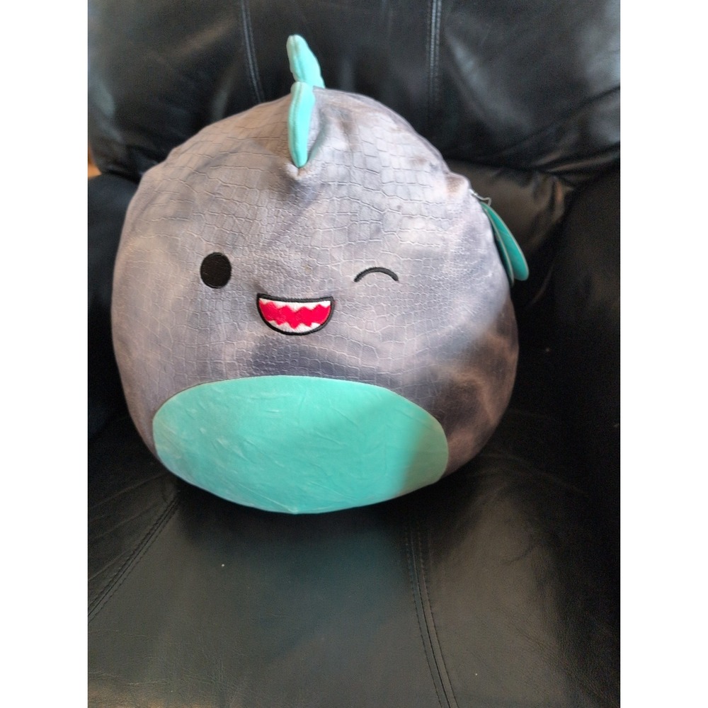 Squishmallows 14" RARE Kellytoy Chuey The T-Rex Large Cute Gray Squishmallow